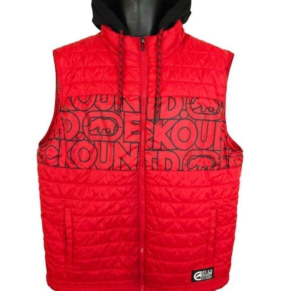 Ecko Unltd Puffer Hoodie Vest Vintage Y2K Mark Ecko Unlimited Streetwear Mens XL